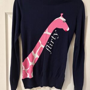 Macbeth Collection Navy and Pink Giraffe Sweater XS